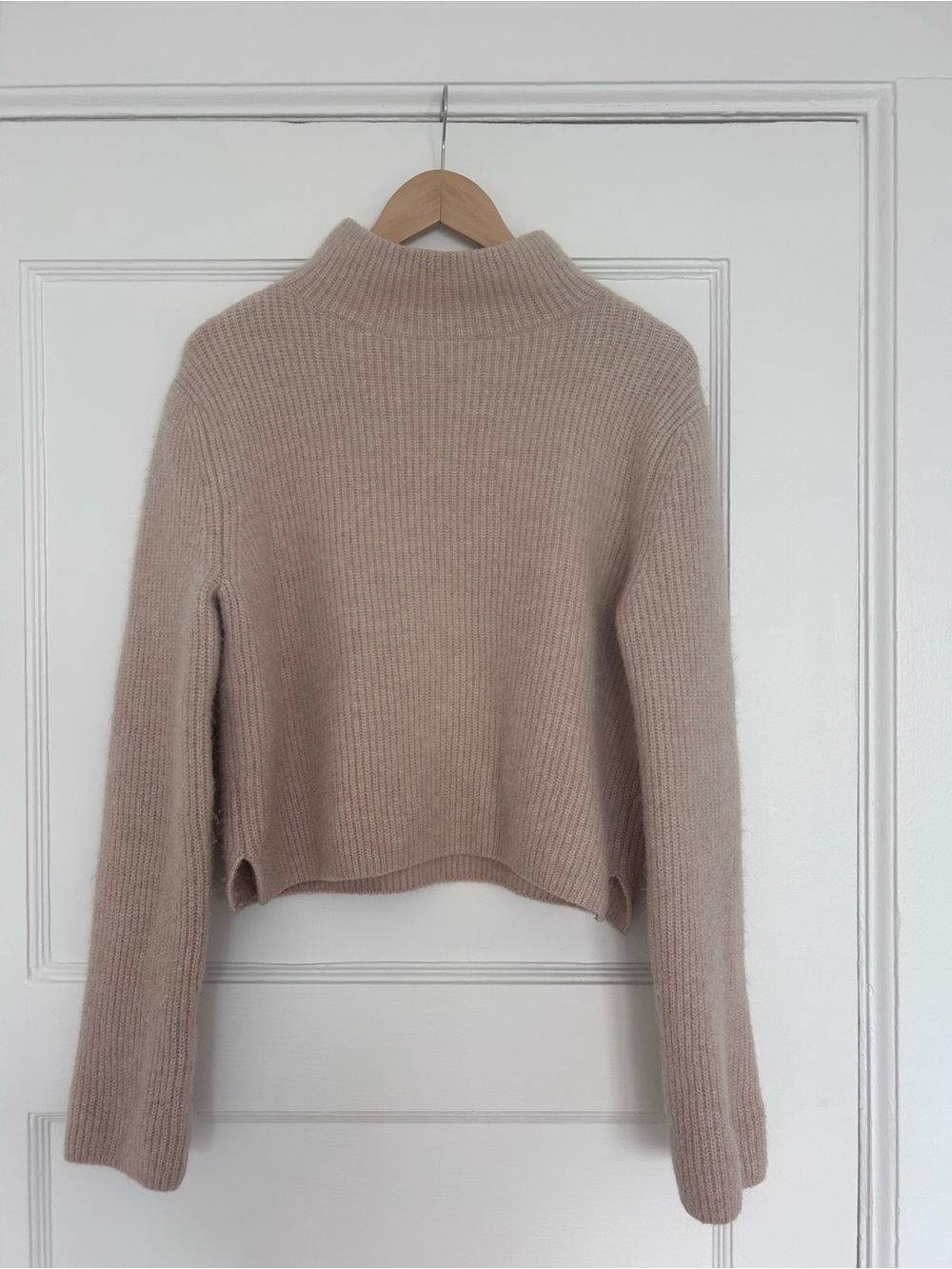 & Other Stories Blush Beige Cropped Turtleneck Sweater